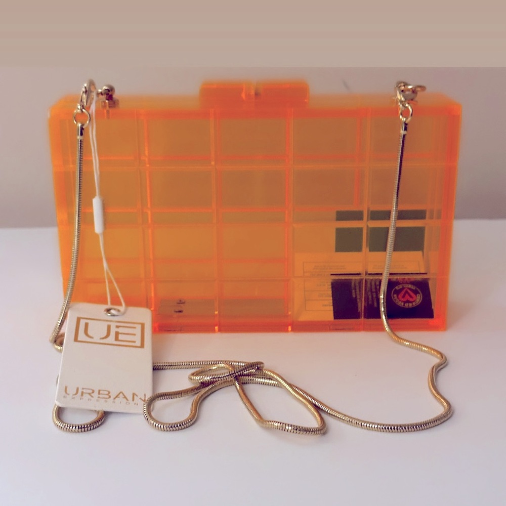 New Orange Clutch W/Chain